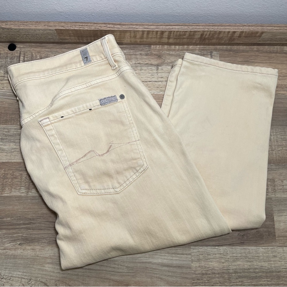 7 For All Mankind Luxe Performance Slimmy Straight Denim Jeans Yellow Men 34
